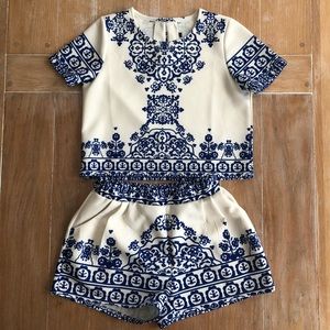 Two Piece Crop Top and Shorts